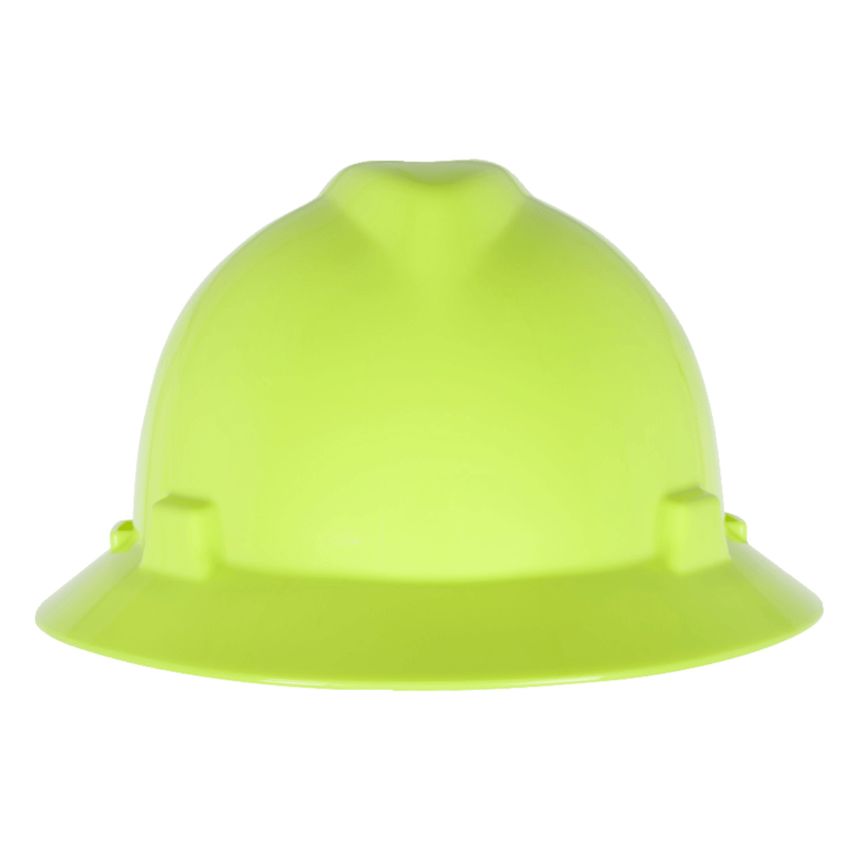 MSA V-Gard Slotted Full-Brim Hat, Hi-Vis Yellow-Green, w/ Fas-Trac III Suspension