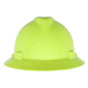 MSA V-Gard Slotted Full-Brim Hat, Hi-Vis Yellow-Green, w/ Fas-Trac III Suspension