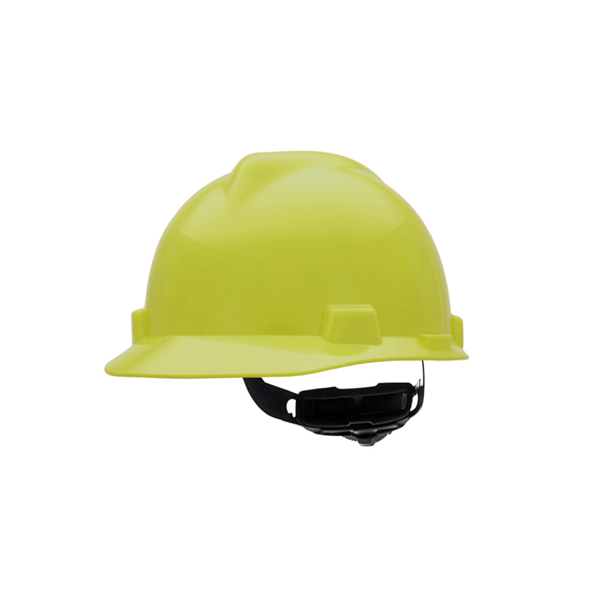 MSA V-Gard Slotted Cap, Hi-Vis Yellow, w/ Fas-Trac III Suspension