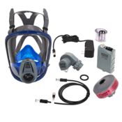 MSA OptimAir Mask-Mounted Advantage 3100 PAPR w/ Facepiece, Large, Rubber Head Harness, Black