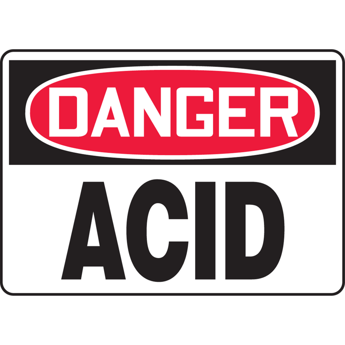 Accuform Accuform Safety Sign, Danger Acid, 7"H X 10"W, Plastic, MCHL189VP