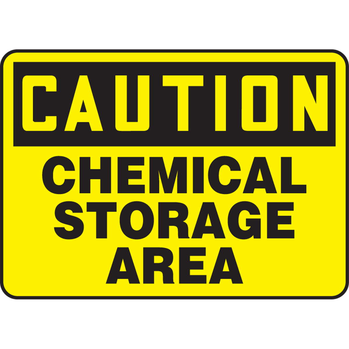 Accuform Accuform Safety Sign, Caution Chemical Storage Area, 7"H X 10"W, Plastic, MCHL652VP
