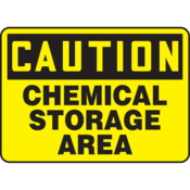 Accuform Accuform Safety Sign, Caution Chemical Storage Area, 7"H X 10"W, Plastic, MCHL652VP