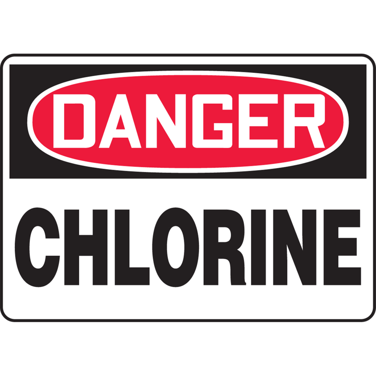 Accuform Accuform Safety Sign, Danger Chlorine, 7"H X 10"W, Plastic, MCHL193VP