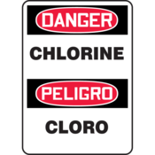 Accuform Accuform Safety Sign, Danger Chlorine (Bilingual), 14"H X 10"W, Aluminum, SBMCHL194VA