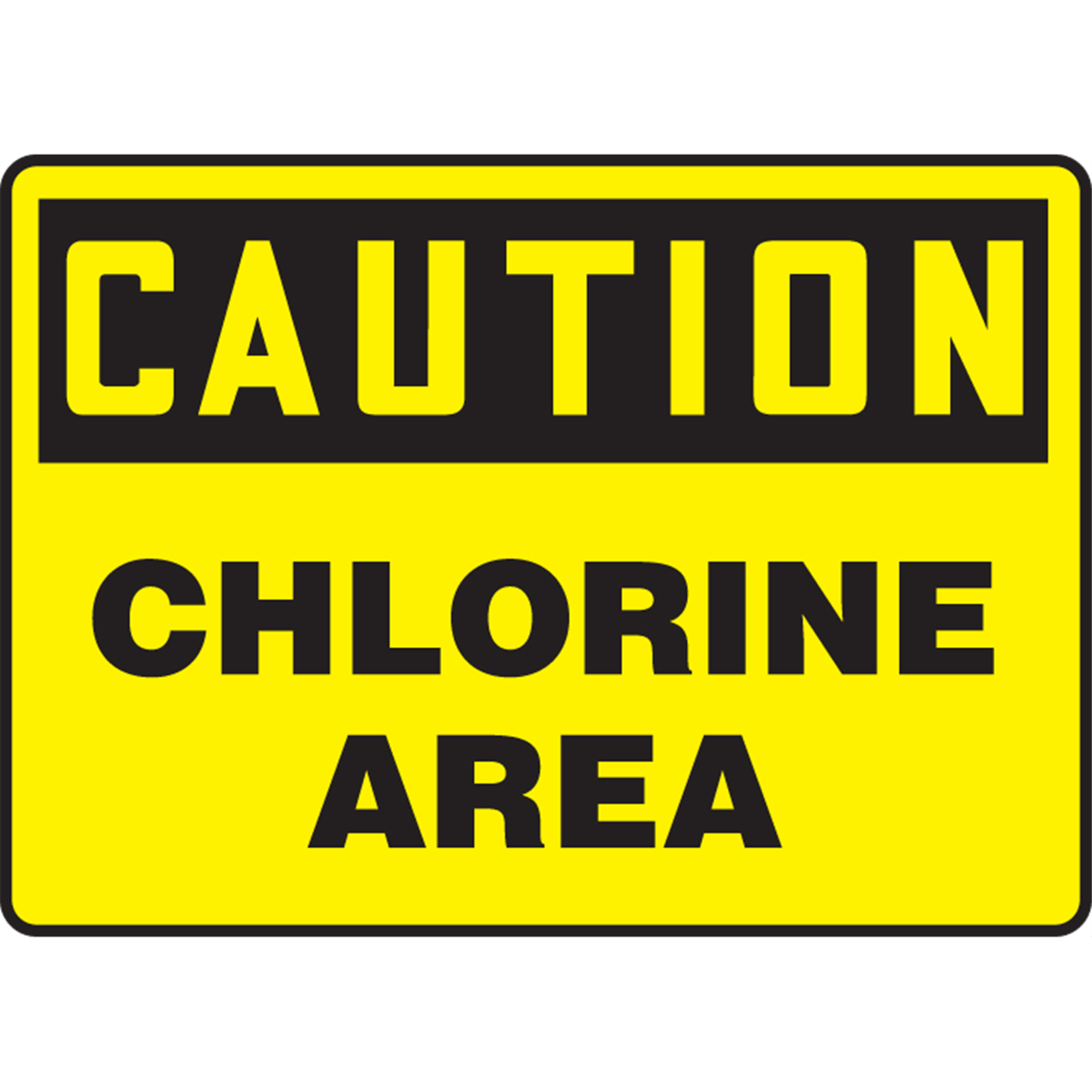 Accuform Accuform Safety Sign, Caution Chlorine Area, 10"H X 14"W, Plastic, MCHL704VP