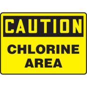 Accuform Accuform Safety Sign, Caution Chlorine Area, 10"H X 14"W, Plastic, MCHL704VP