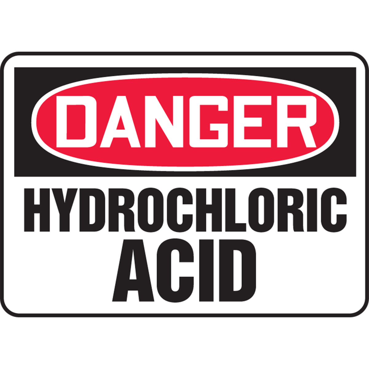 Accuform Accuform Safety Sign, Danger Hydrochloric Acid, 10"H X 14"W, Plastic, MCHG104VP