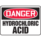 Accuform Accuform Safety Sign, Danger Hydrochloric Acid, 10"H X 14"W, Plastic, MCHG104VP
