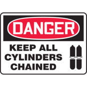 Accuform Accuform Safety Sign, Danger Keep All Cylinders Chained, 10"H X 14"W, Plastic, MCPG027VP