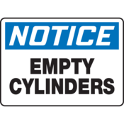 Accuform Accuform Safety Sign, Notice Empty Cylinders, 10"H X 14"W, Aluminum, MCPG805VA