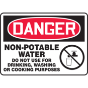 Accuform Accuform Safety Sign, Danger Non-Potable Water Do Not Use Drinking, 10"H X 14"W, Plastic, MCAW017VP
