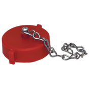 Dixon Valve 1-1/2" NST Female Cap with Chain Thermoplastic Red, PFCW150F