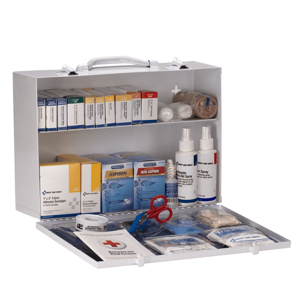 Acme United 2 Shelf First Aid ANSI 2015 Class A+ Metal Cabinet, with Meds