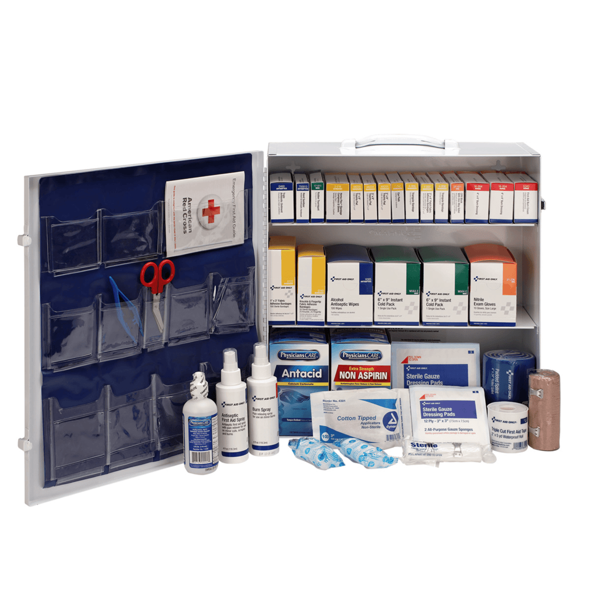 Acme United 3 Shelf First Aid ANSI 2015 Class B+ Metal Cabinet, with Meds