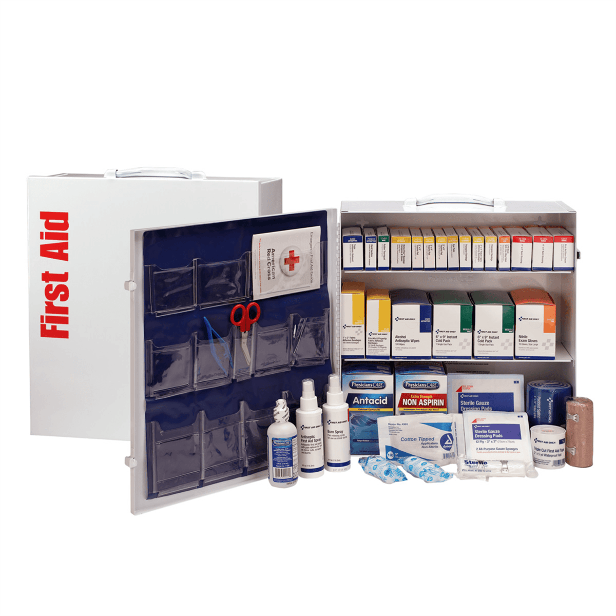 Acme United 3 Shelf First Aid ANSI 2015 Class B+ Metal Cabinet, with Meds