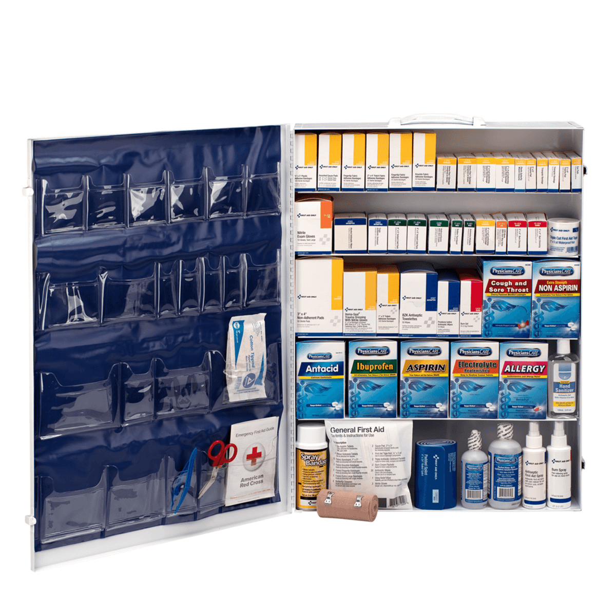 Acme United 5 Shelf First Aid ANSI 2015 Class B+ Metal Cabinet, with Meds