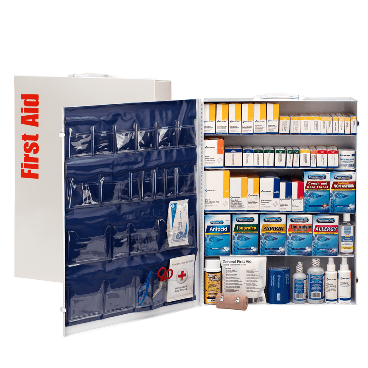 Acme United 5 Shelf First Aid ANSI 2015 Class B+ Metal Cabinet, with Meds