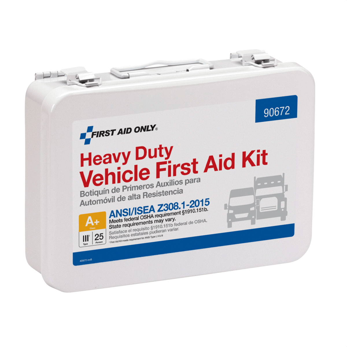 Acme United 25 Person Vehicle ANSI 2015 Class A+ First Aid Kit, Metal Case