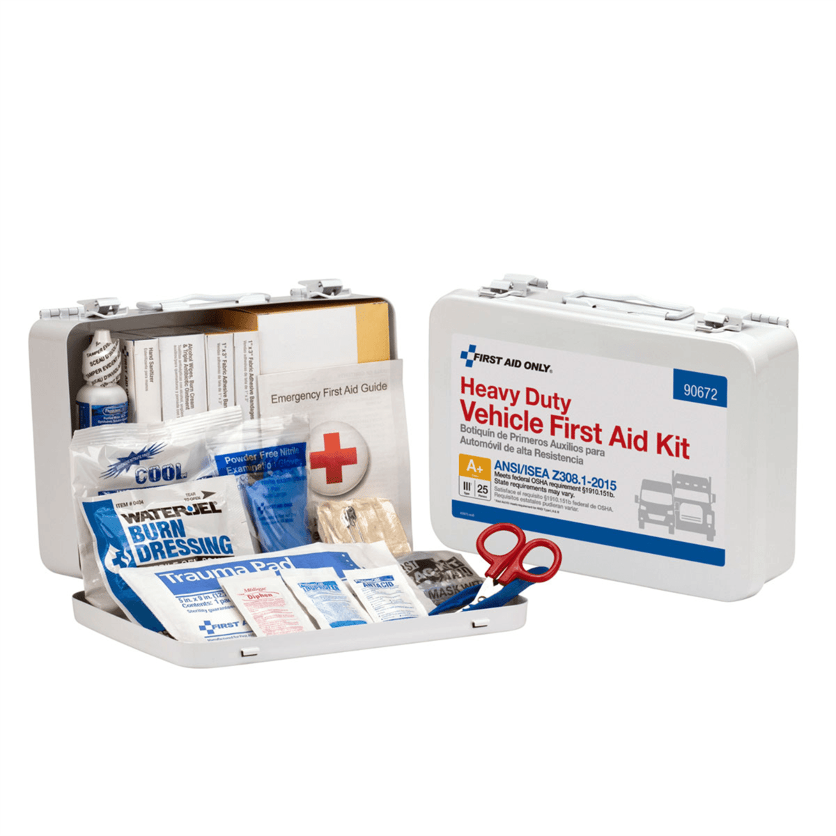 Acme United 25 Person Vehicle ANSI 2015 Class A+ First Aid Kit, Metal Case