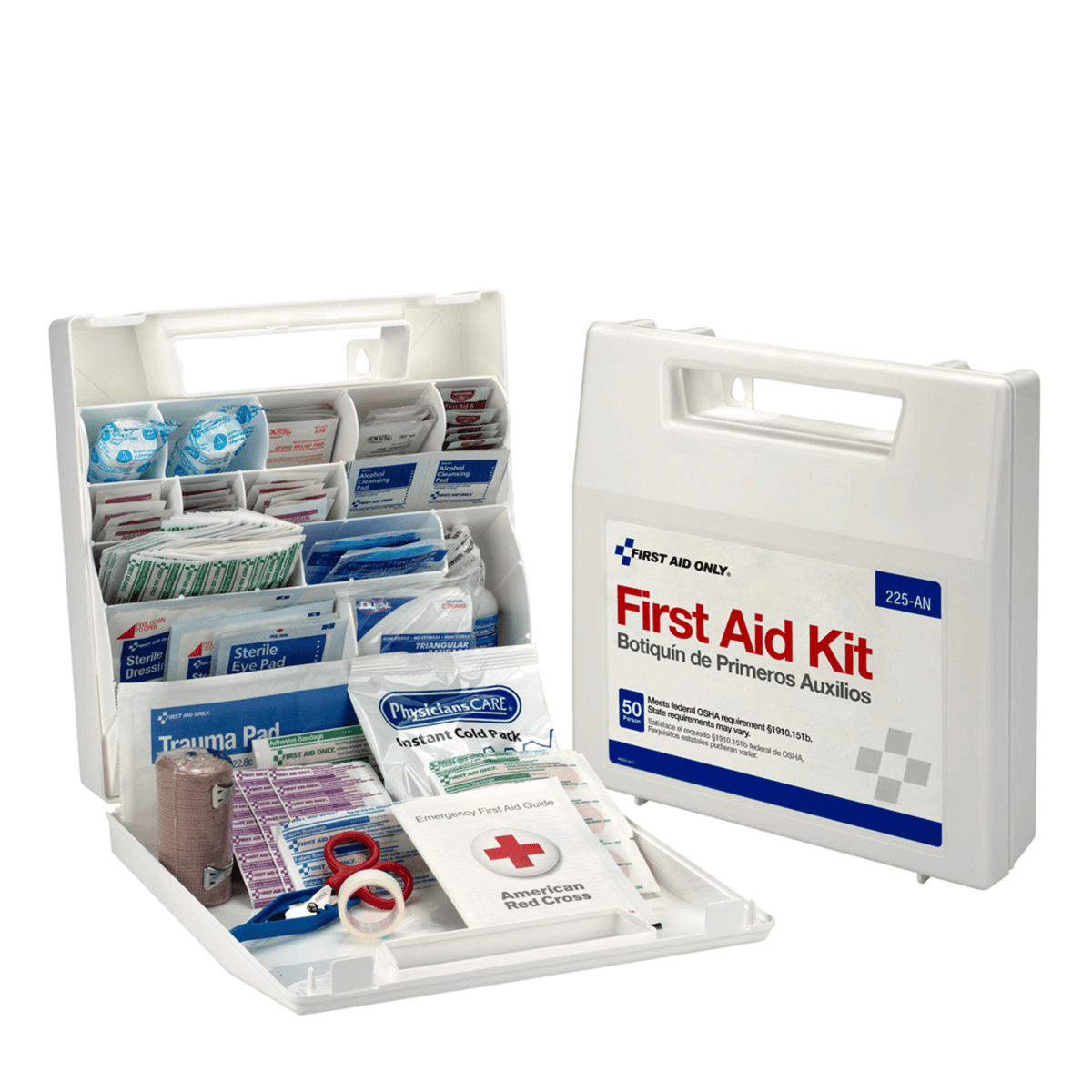 Acme United 50 Person First Aid Kit, Plastic Case with Dividers