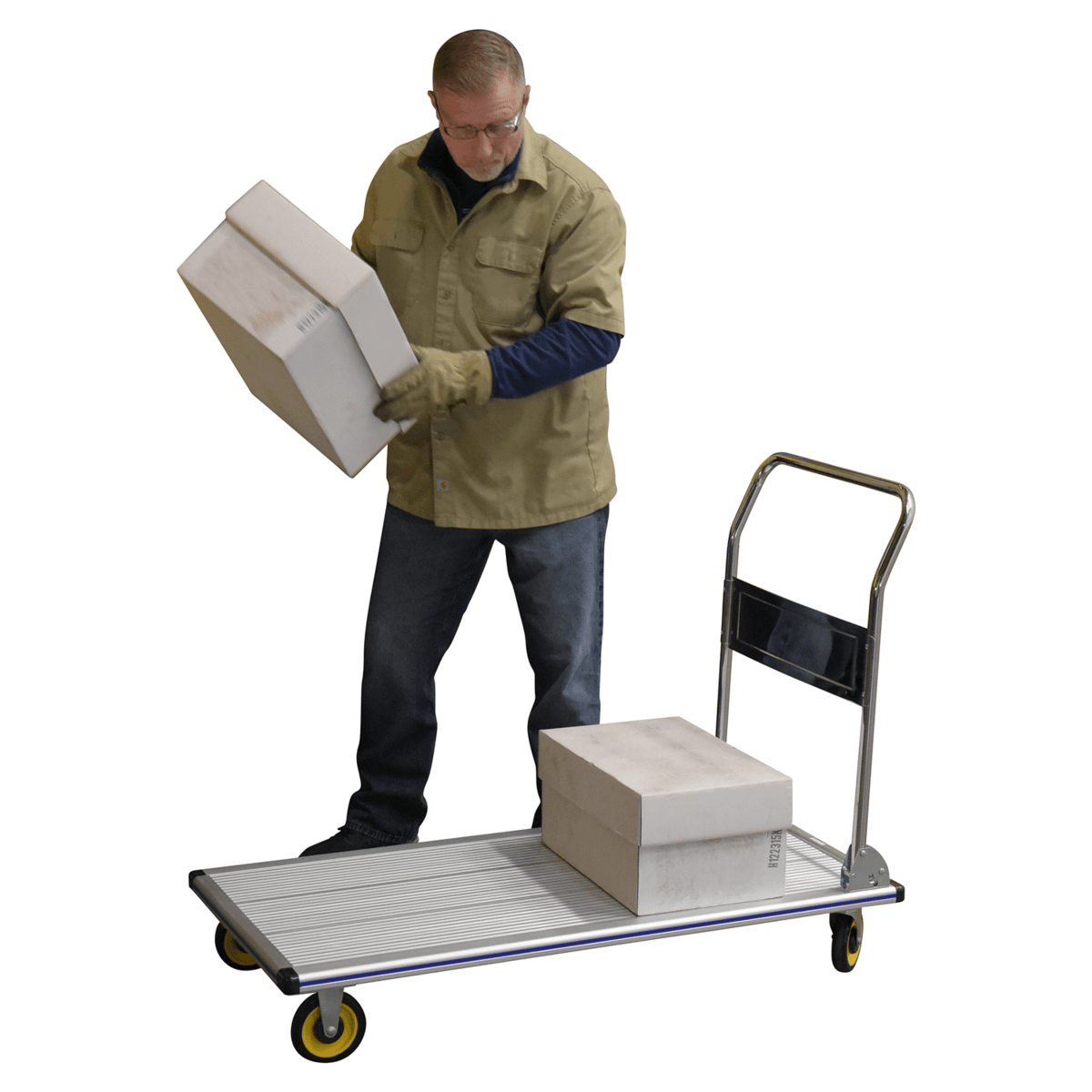 Vestil Aluminum Platform Truck 24 In. x 48 In. 600 Lb. Capacity Silver AFT-48-NM
