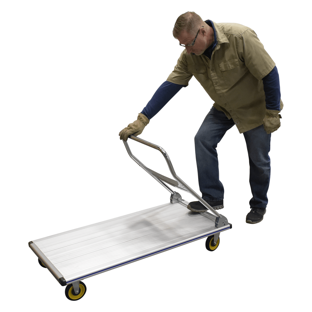 Vestil Aluminum Platform Truck 24 In. x 48 In. 600 Lb. Capacity Silver AFT-48-NM