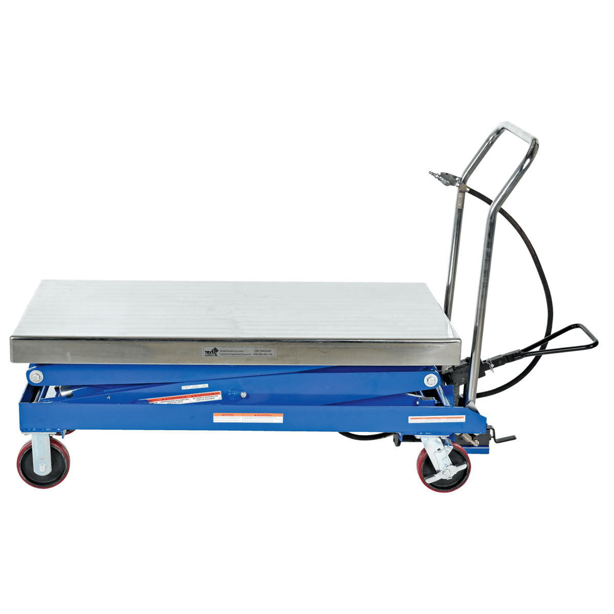 Vestil Carbon Steel Air Steel Cart 1500 Lb. Capacity Silver AIR-1500-D