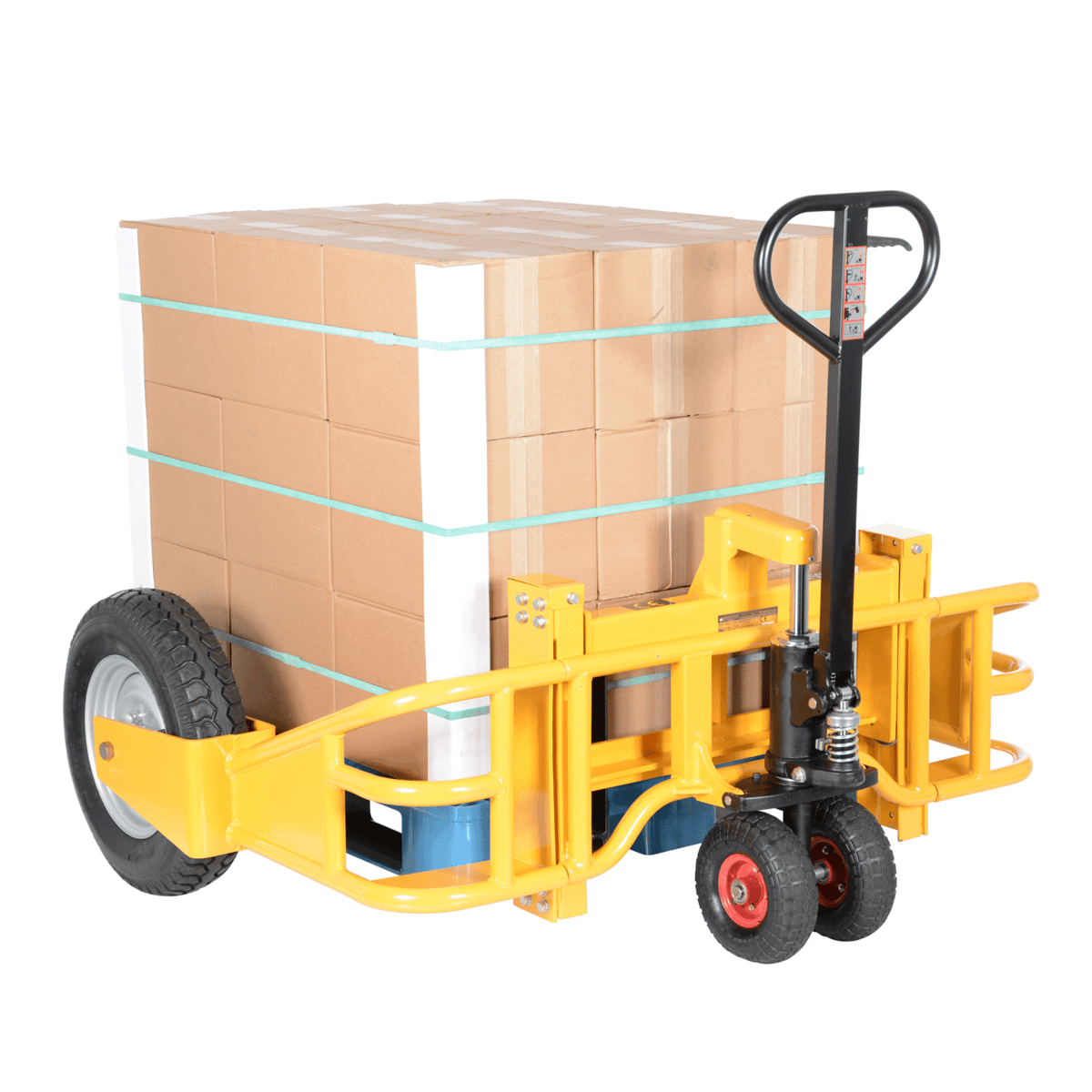 Vestil Steel All-Terrain Pallet Truck 32 In. Fork Length 2500 Lb. Capacity Yellow ALL-T-HD