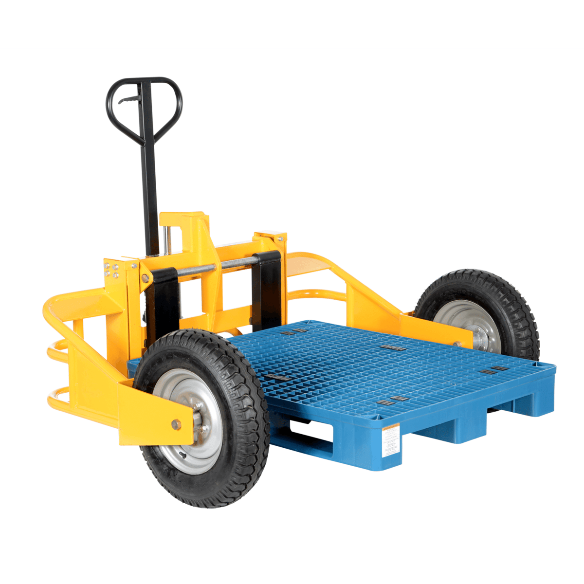 Vestil Steel All-Terrain Pallet Truck 32 In. Fork Length 2500 Lb. Capacity Yellow ALL-T-HD