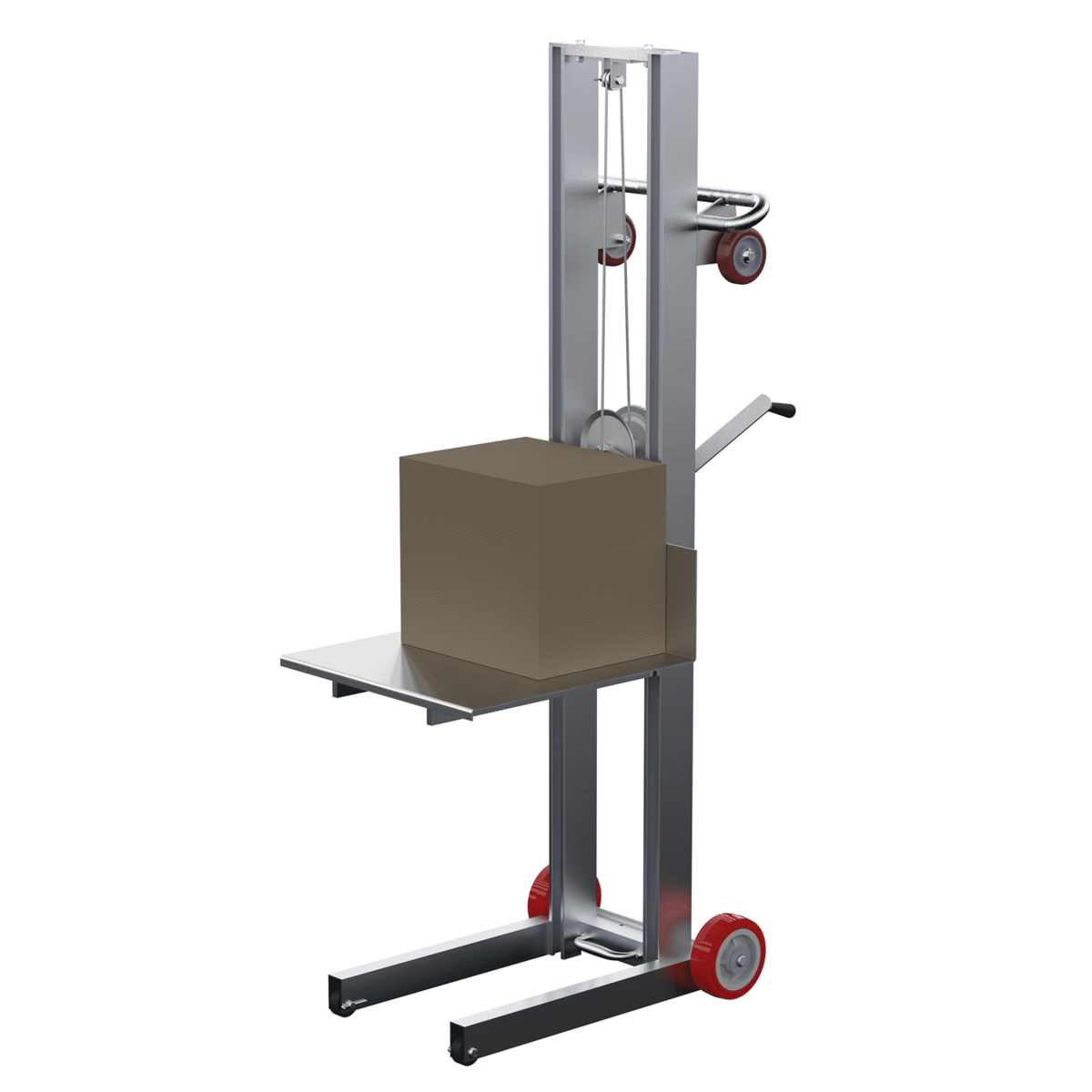 Vestil Alum Lite Load Lift w/Winch and Fixed Wheels 20 In.x20 In 400 Lb Capacity Silver ALLW-2020-FW
