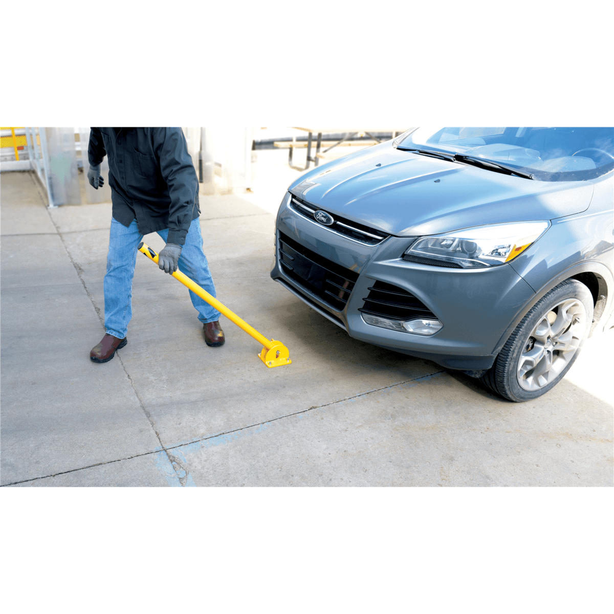 Vestil Steel Fold-Down Galvanized Bollard 42 In. Yellow BOL-FD-36-Y