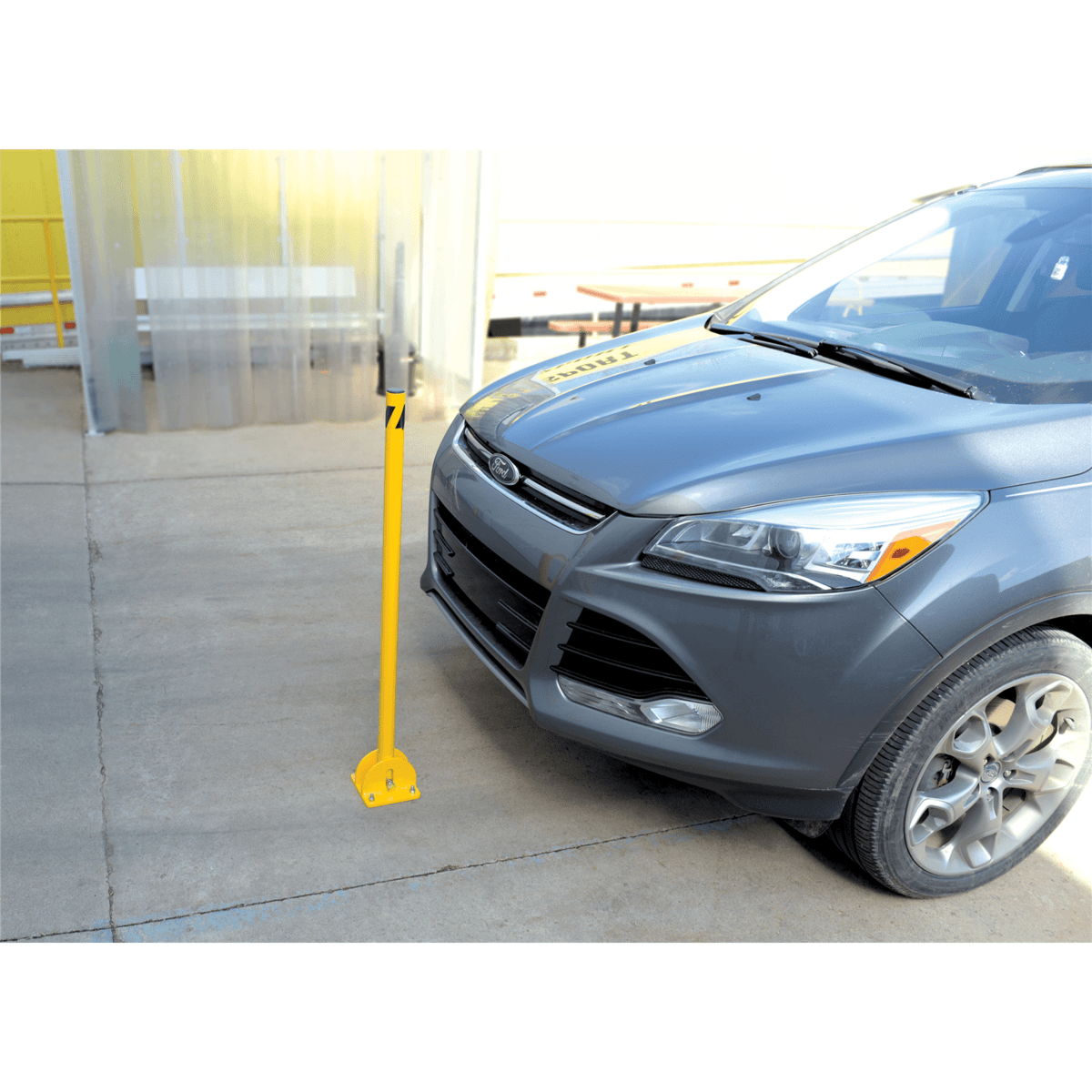 Vestil Steel Fold-Down Galvanized Bollard 42 In. Yellow BOL-FD-36-Y