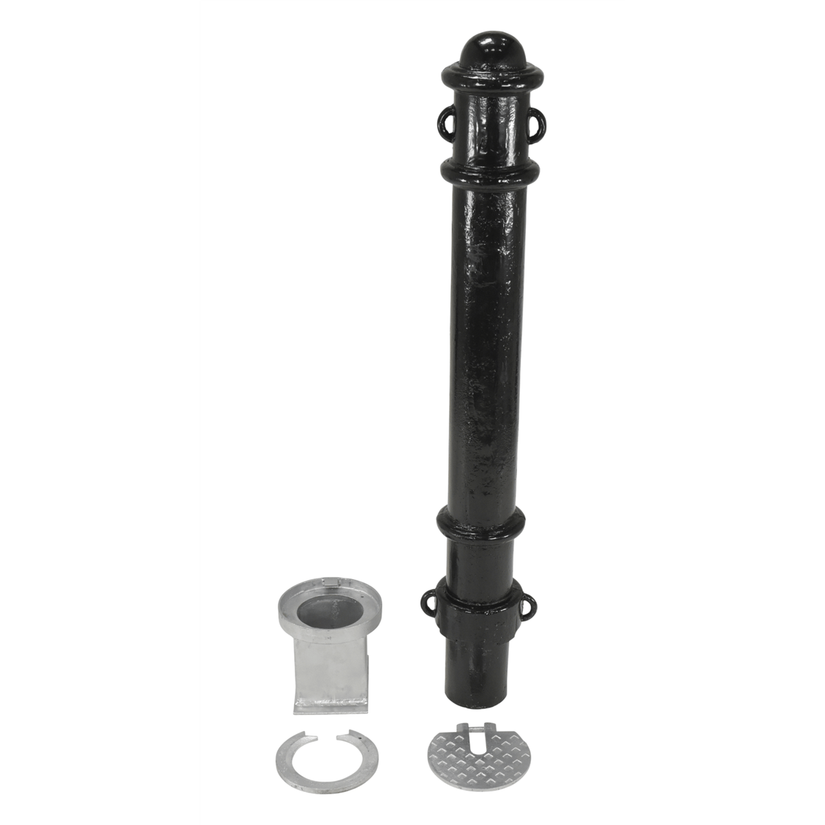 Vestil Steel Underground Removable Ornamental Bollard 40 In. Black BOL-OR-40-BK