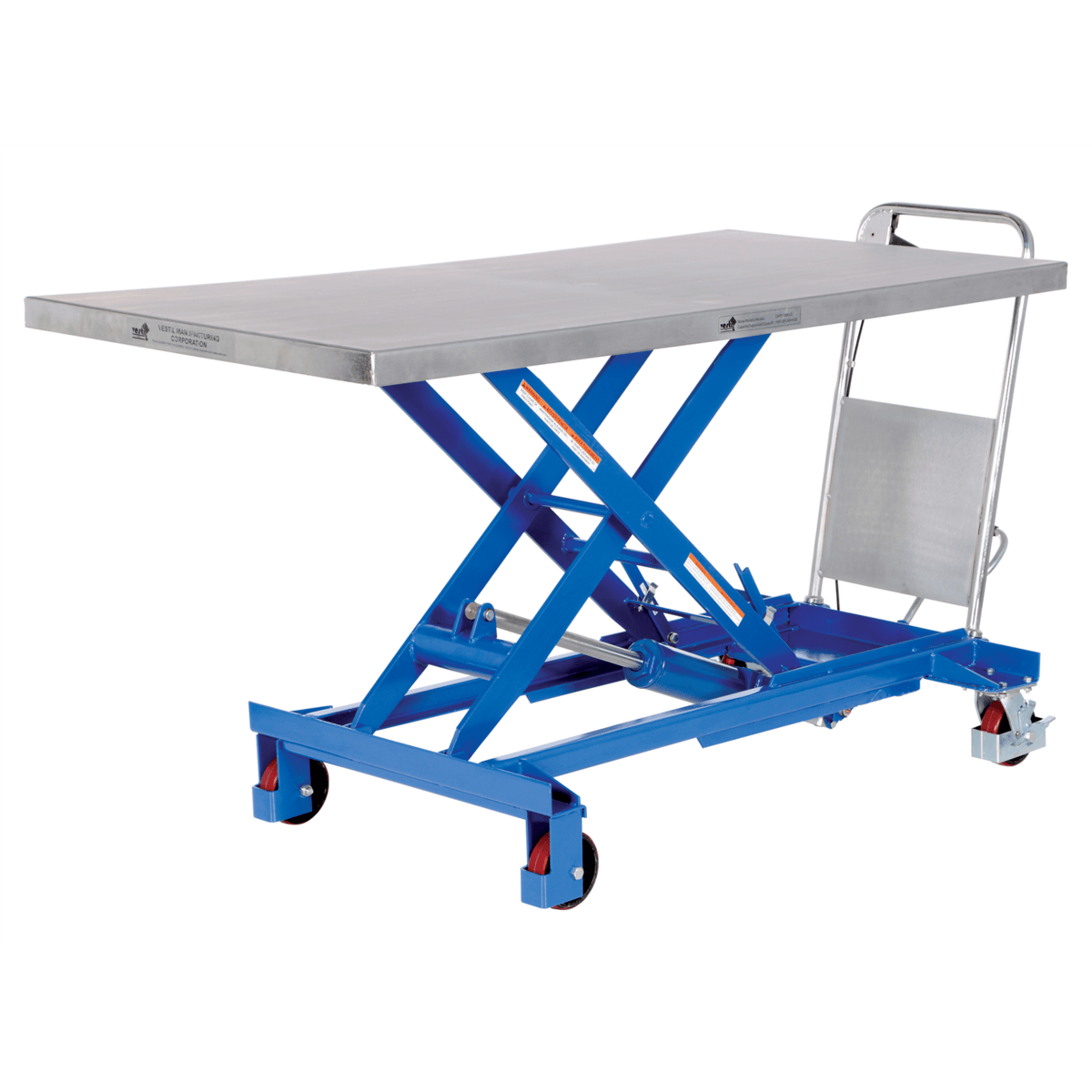 Vestil Steel Hydraulic Single Scissor Cart 31-1/2 In. x 63 In. 1000 Lb. Blue/Silver CART-1000-LD