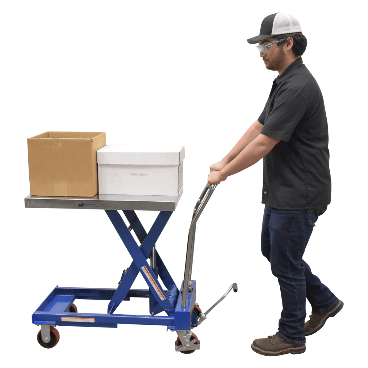 Vestil Steel Hydraulic Elevating Single Scissor Cart 32Inx19-3/4In 1000 Lb. Silver/Blue CART-1000-TS