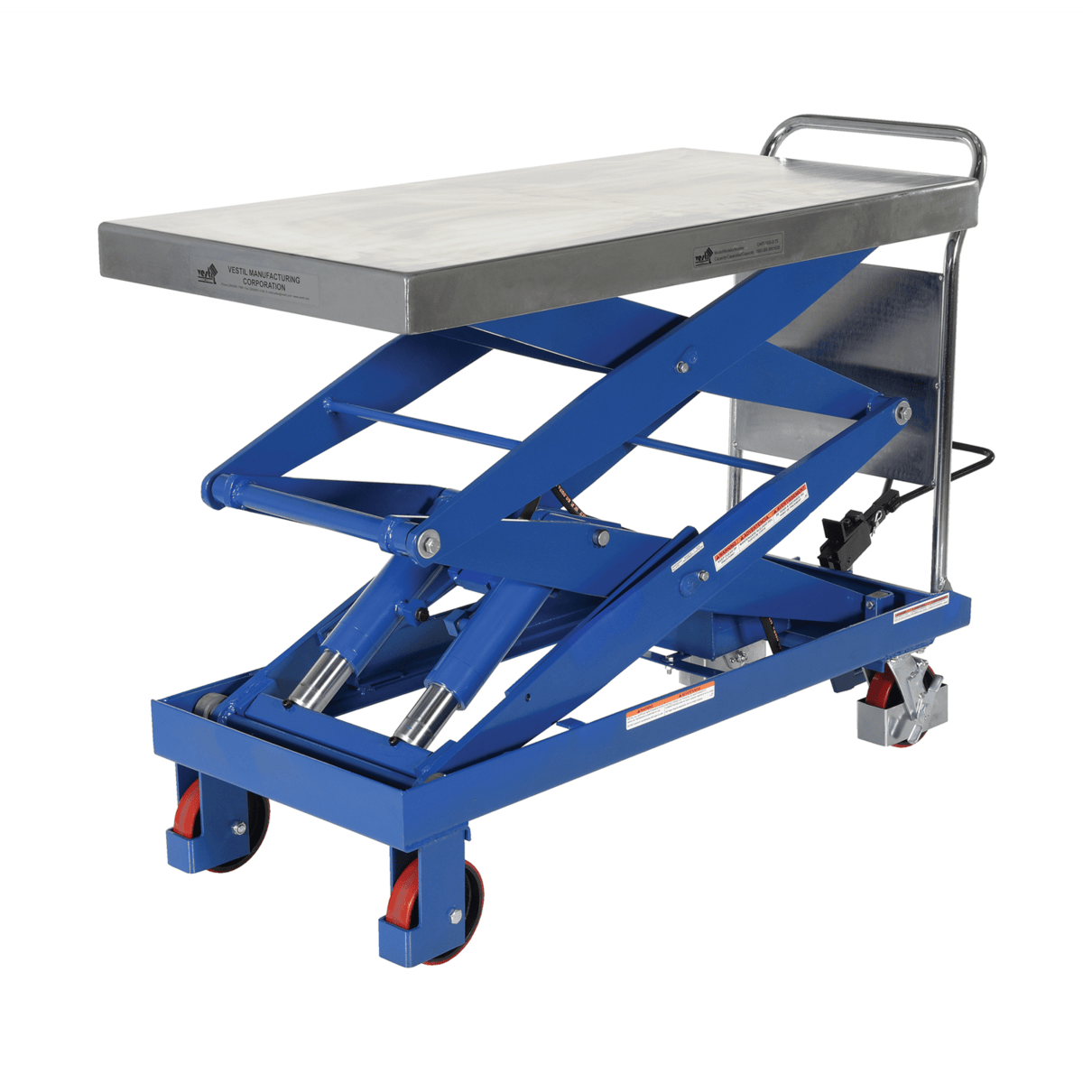 Vestil Steel Hydraulic Elevating Cart 47-1/2 In. x 24 In. 1500 Lb. Capacity Blue CART-1500-D-TS