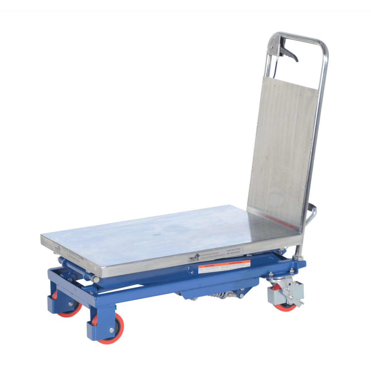 Vestil Steel Double Scissor Steel Cart with Foot Pump 17-1/2 In. x 27 In. 220 Lb. Silver CART-200-D