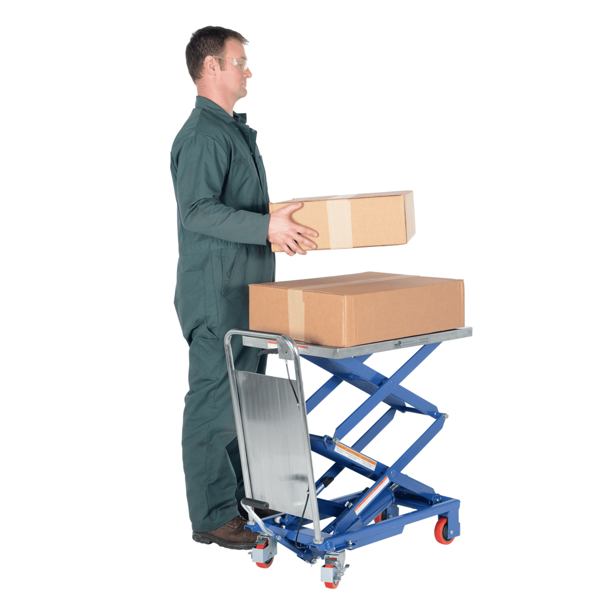 Vestil Steel Double Scissor Steel Cart with Foot Pump 17-1/2 In. x 27 In. 220 Lb. Silver CART-200-D
