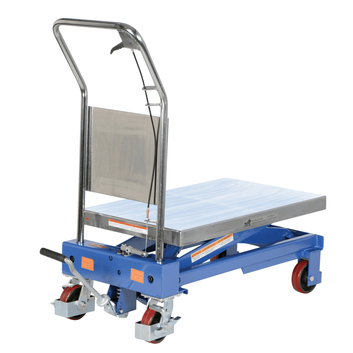 Vestil Steel Single Scissor Hydraulic Elevating Cart 32In.x18-3/4In. 750 Lb. Blue/Silver CART-750-TS
