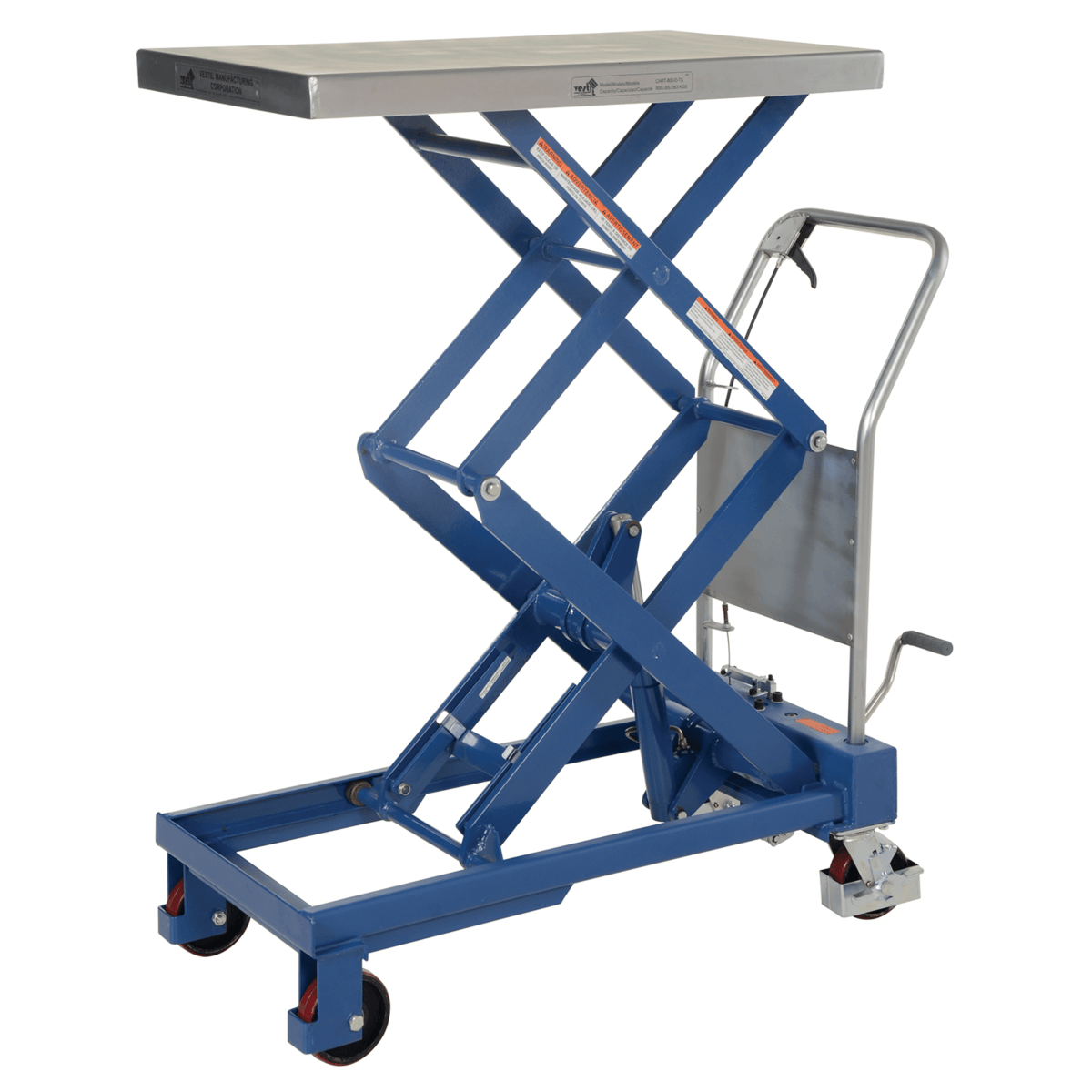 Vestil Partially SS Double Scissor Hydraulic Elevating Cart 32-1/2Inx20In 800Lb Silver CART-800-D-TS