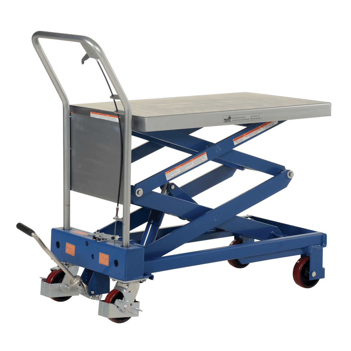 Vestil Partially SS Double Scissor Hydraulic Elevating Cart 32-1/2Inx20In 800Lb Silver CART-800-D-TS