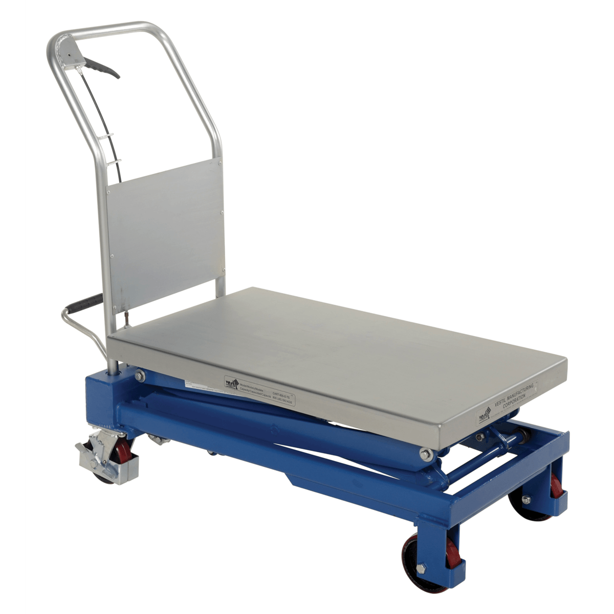 Vestil Partially SS Double Scissor Hydraulic Elevating Cart 32-1/2Inx20In 800Lb Silver CART-800-D-TS