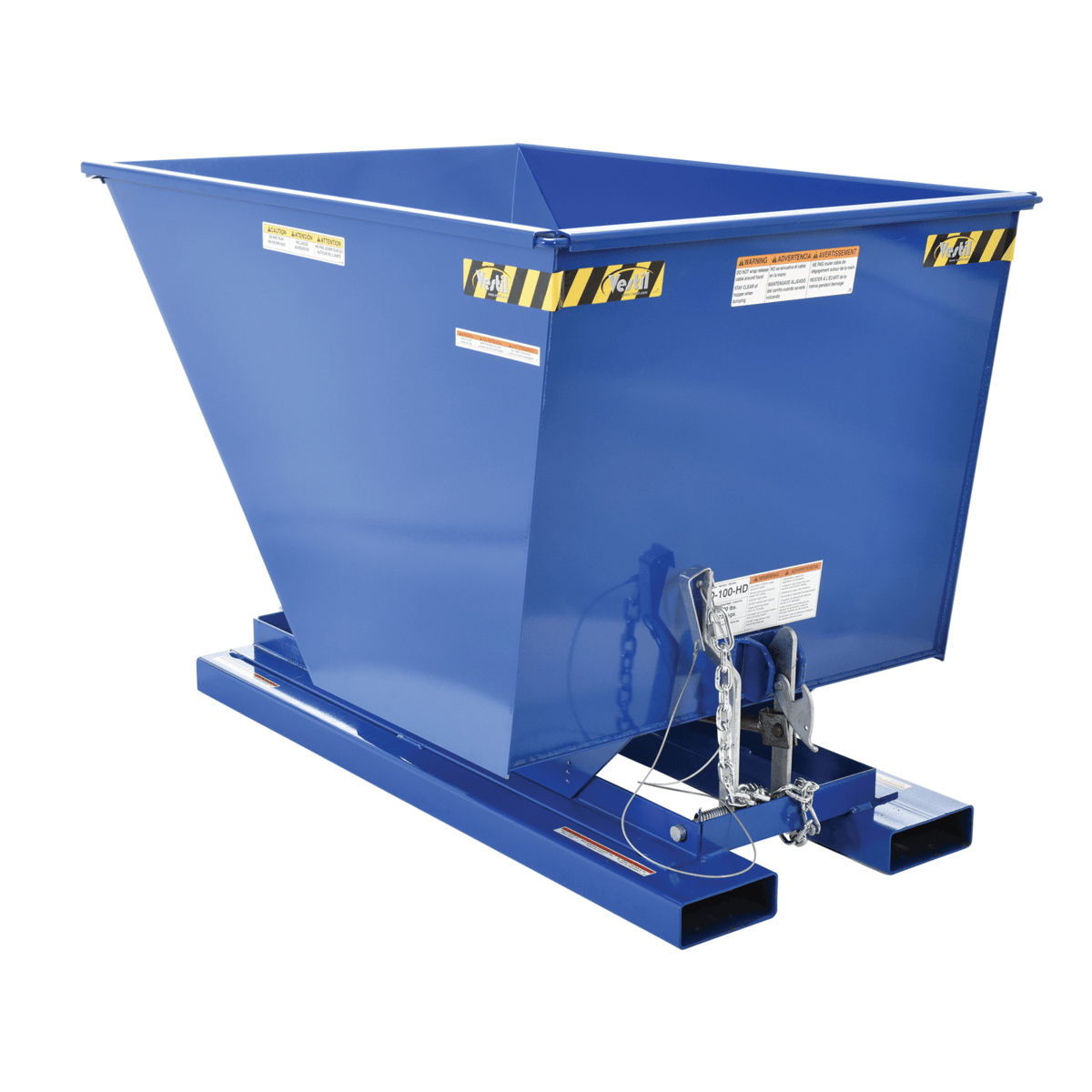 Vestil Steel Heavy Duty Self Dumping Hopper 1 Cubic Yard 6000 Lb. Capacity Blue D-100-HD