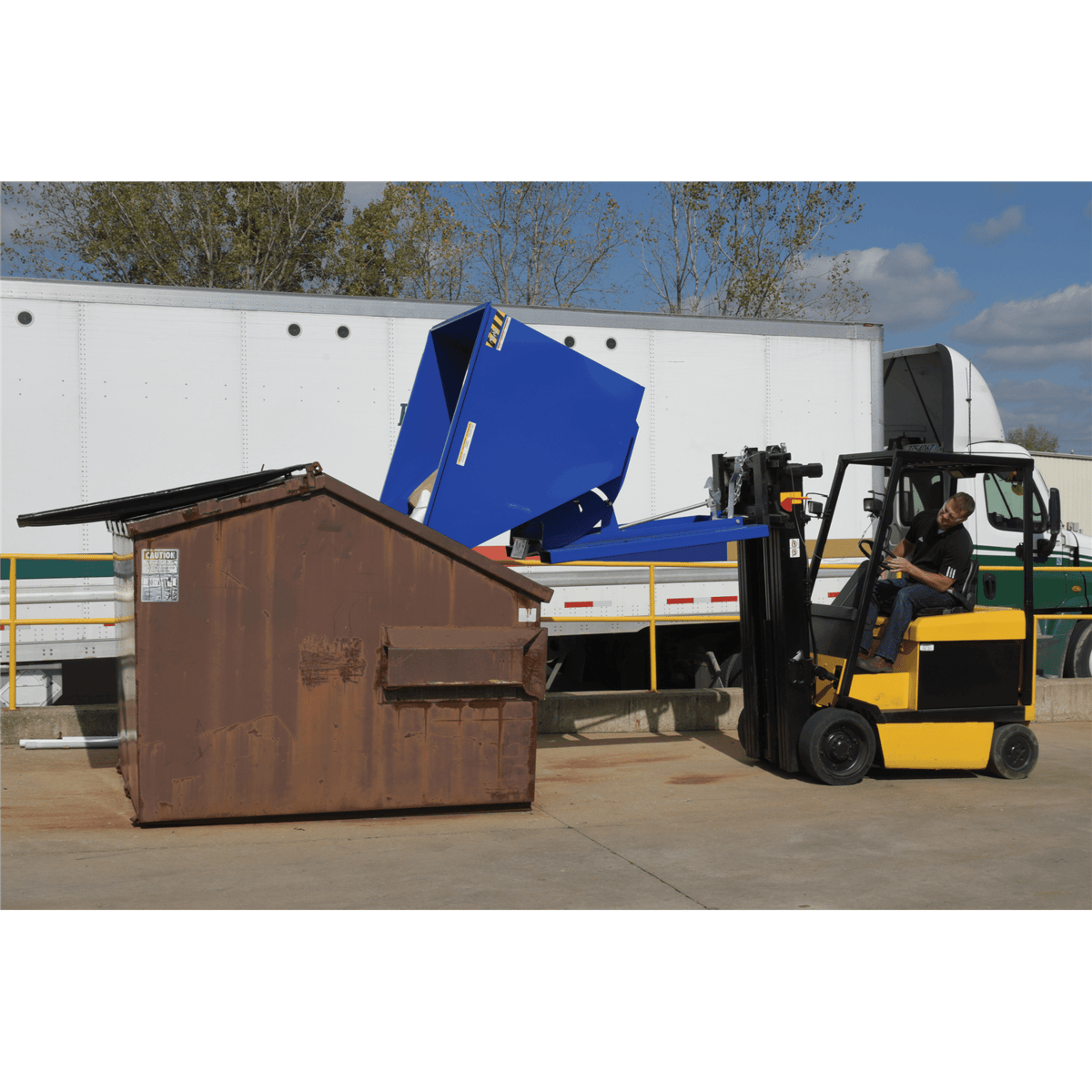 Vestil Steel Light Duty Self Dumping Hopper 1 Cubic Yard 2000 Lb. Capacity Blue D-100-LD
