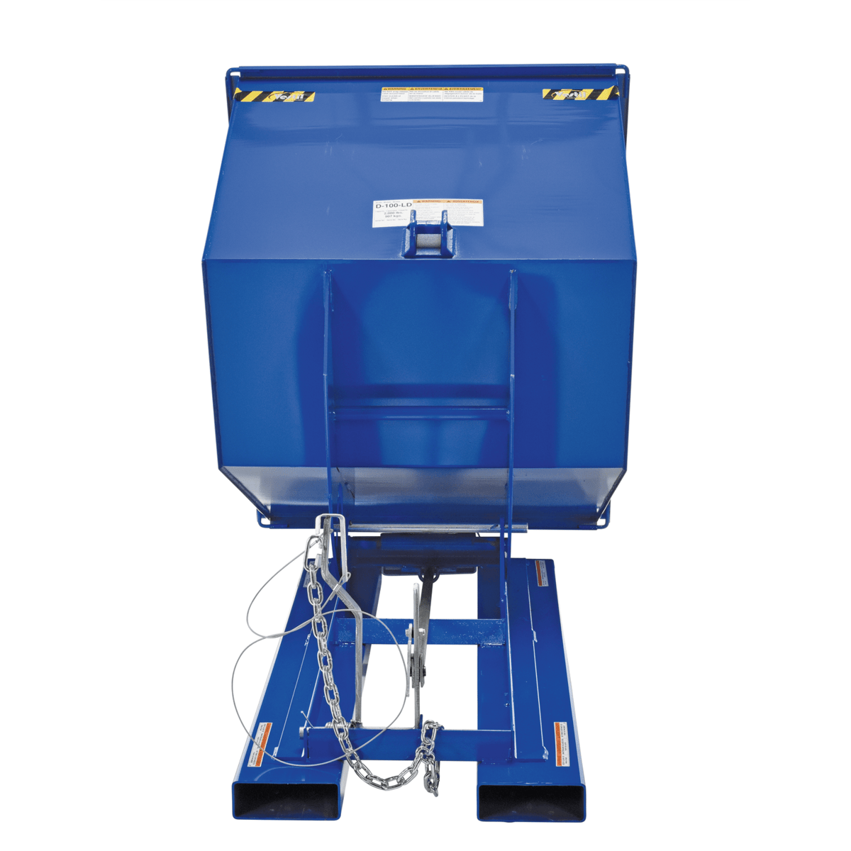 Vestil Steel Light Duty Self Dumping Hopper 1 Cubic Yard 2000 Lb. Capacity Blue D-100-LD