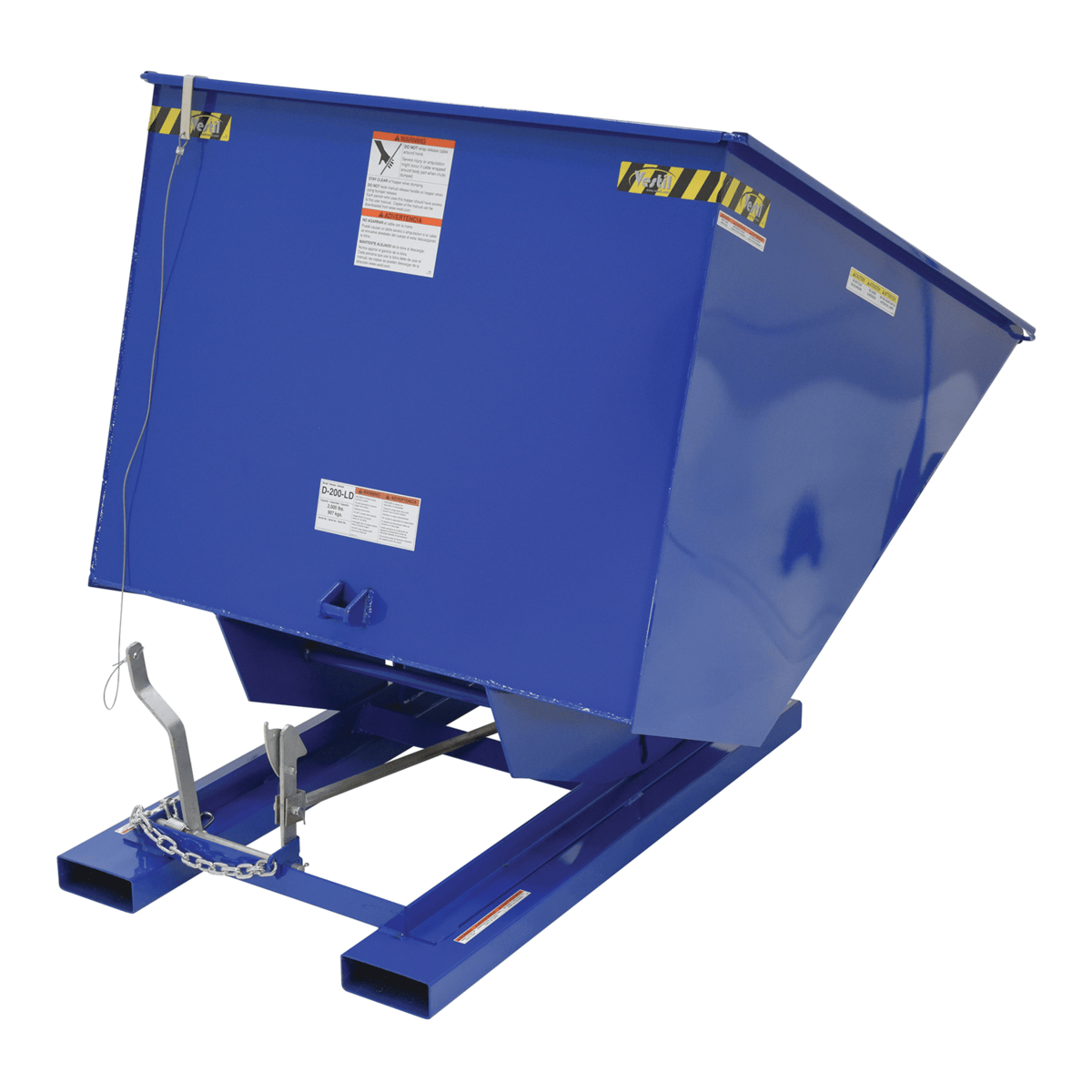 Vestil Steel Light Duty Self Dumping Hopper 2 Cubic Yard 2000 Lb. Capacity Blue D-200-LD