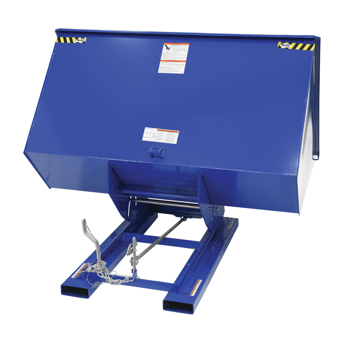 Vestil Steel Heavy Duty Self Dumping Hopper 3 Cubic Yard 6000 Lb. Capacity Blue D-300-HD