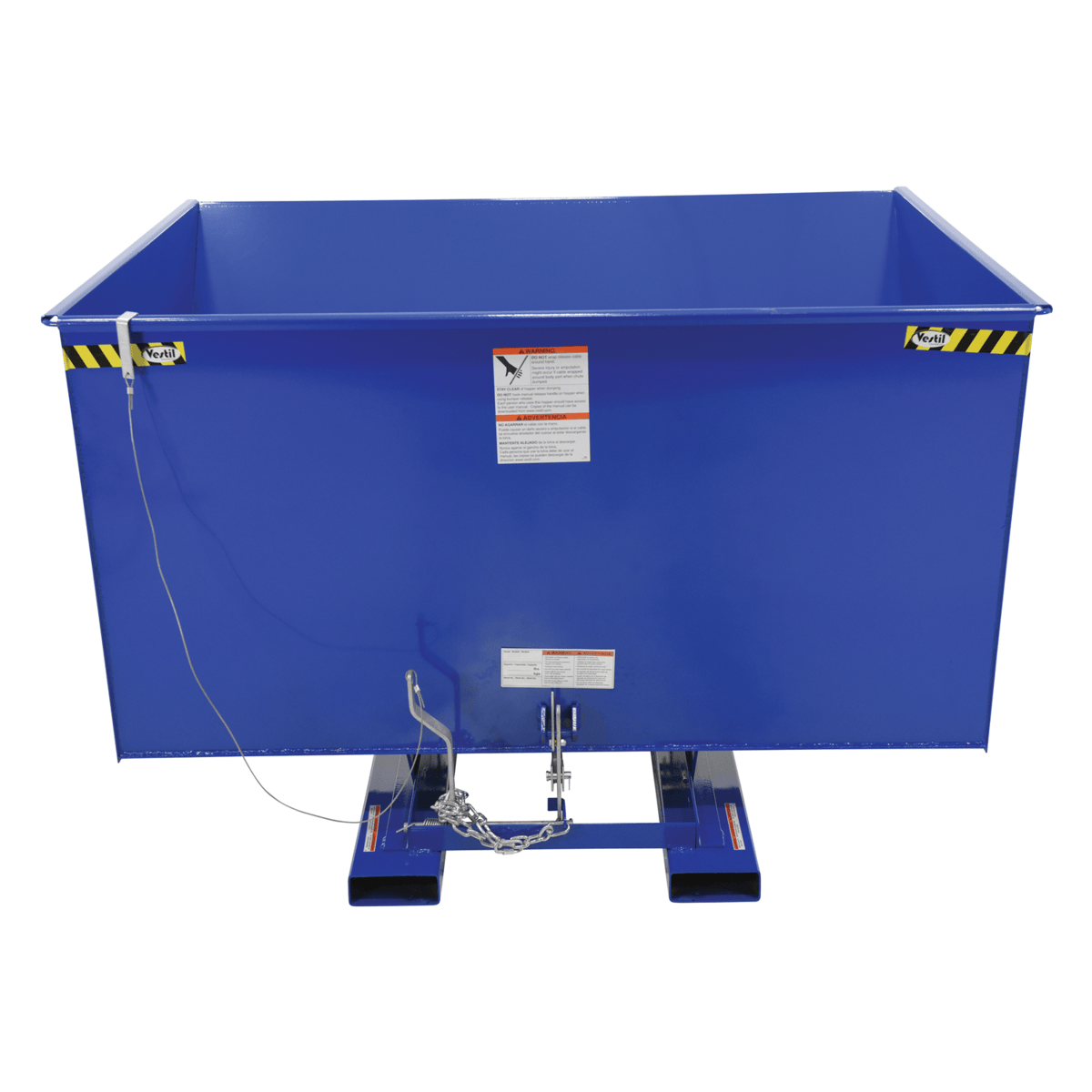Vestil Steel Medium Duty Self Dumping Hopper 3 Cubic Yard 4000 Lb. Capacity Blue D-300-MD
