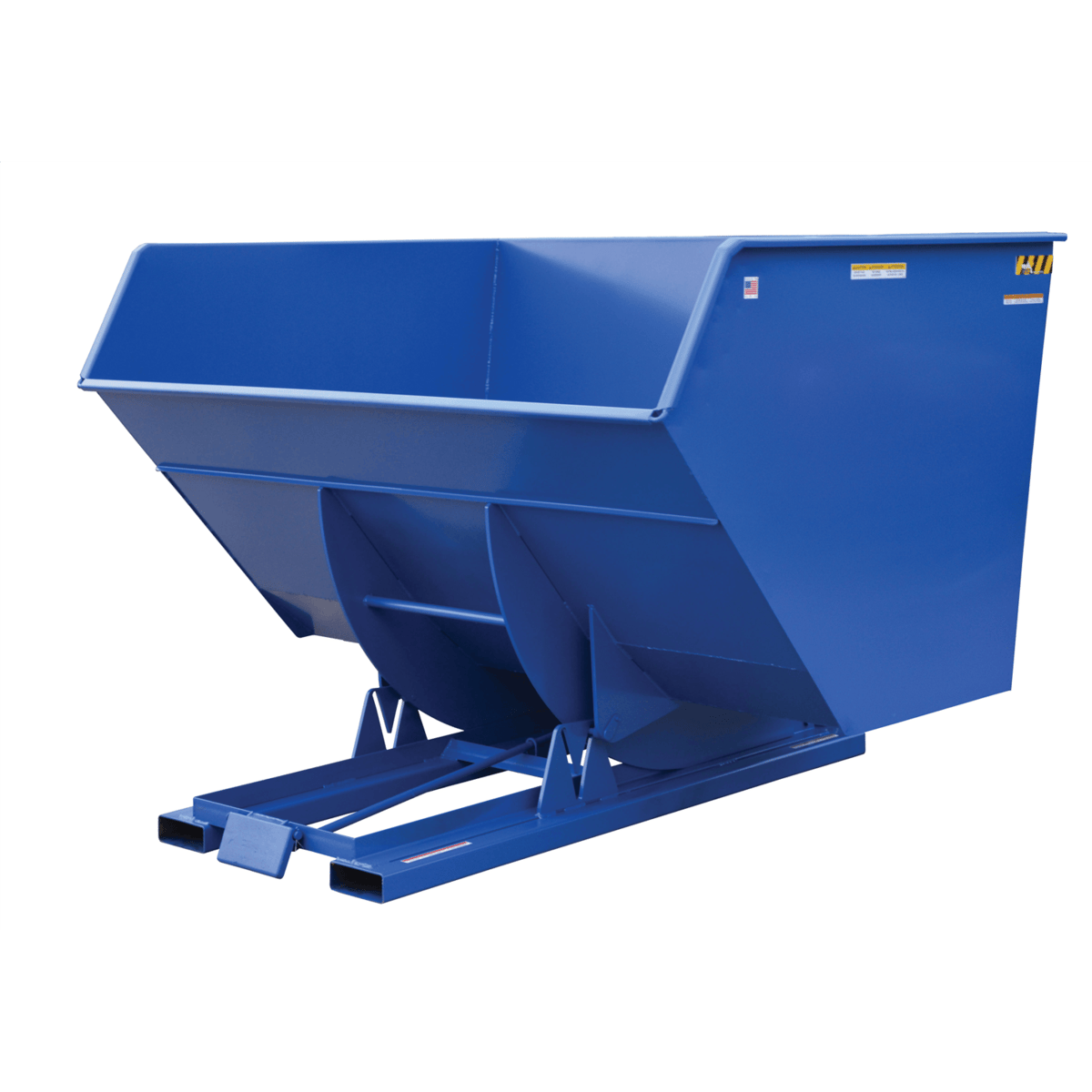 Vestil Steel Heavy Duty Self Dumping Hopper 5 Cubic Yard 6000 Lb. Capacity Blue D-500-HD